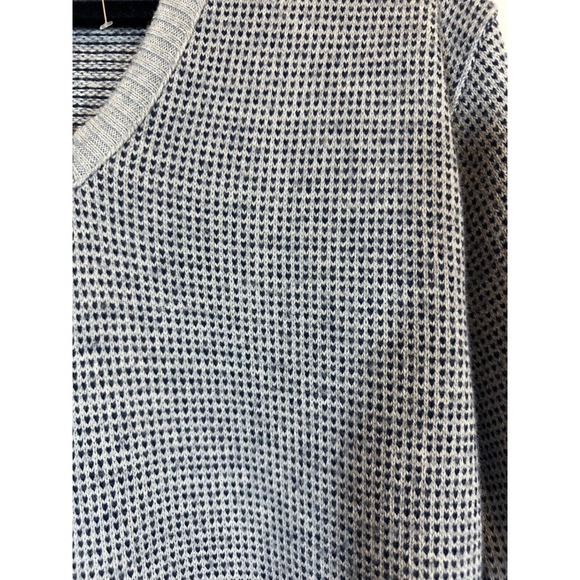 Puritan Sweater women XL v neck pullover lambswool blend USA Made Gray Navy E2 + - Picture 3 of 5